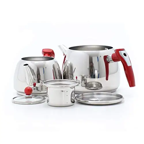 18/10 Stainless Steel Double Tea pot Samovar English Tea Pot set (SWAN)