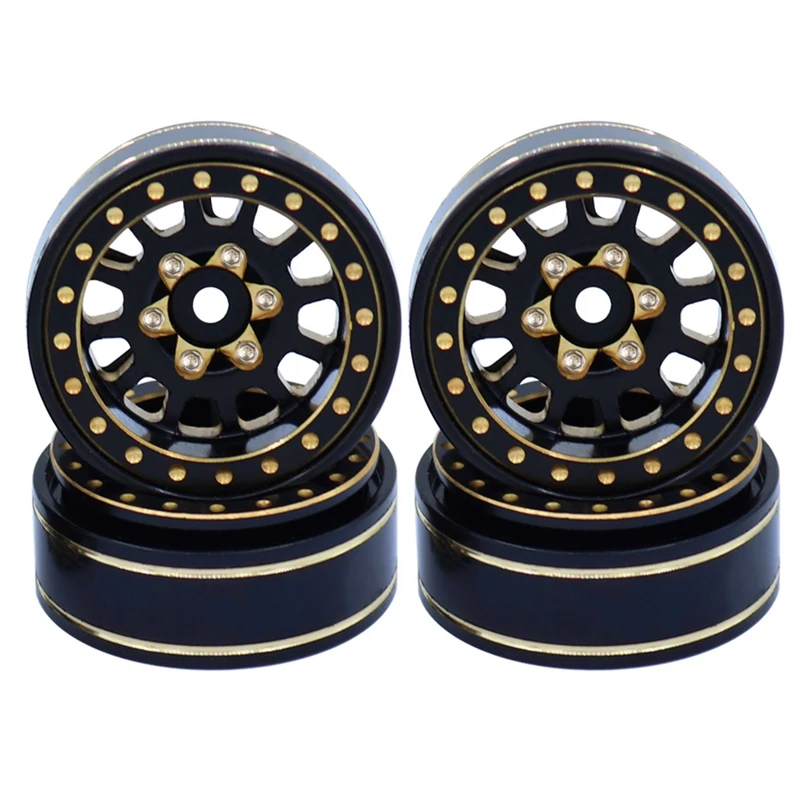 

4Pcs 1.0 Plus Brass Beadlock Wheel Rim Wheel Hub For 1/18 1/24 RC Crawler TRX4M Axial SCX24 AX24 FCX24 Upgrade Spare Parts