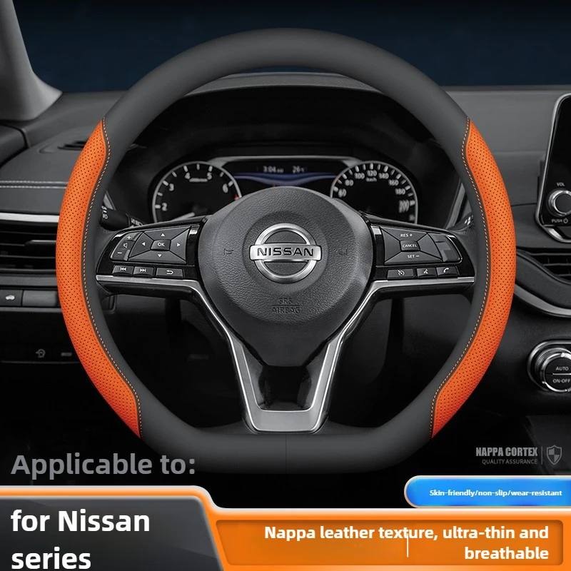 

Leather Car Steering Wheel Cover for Nissan Qashqai Murano Sentra X Trail Versa Kicks Patrol Frontier Sylphy 2023 2024 2025 2026