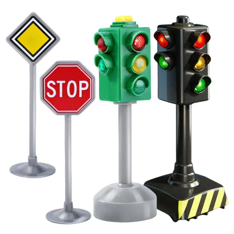 Mini Traffic Signs Road Light Block with Sound LED Children Safety Kids Educational Toys Classroom  Stop Light Model kids Gifts