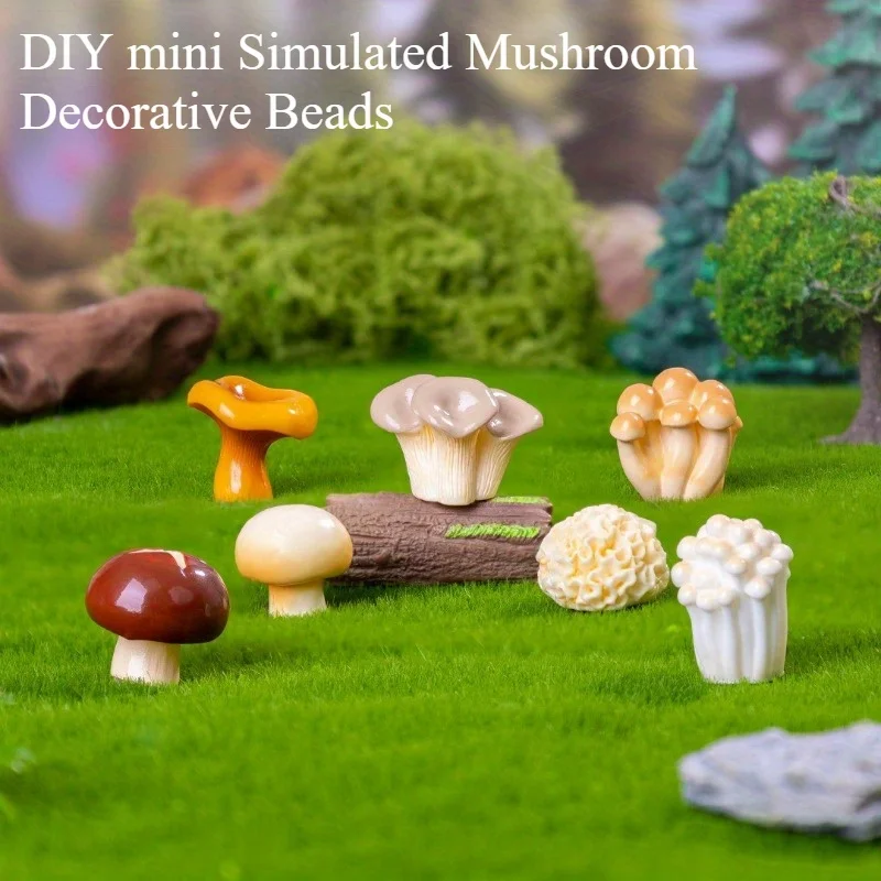 5Pcs Mini Simulation Mushroom Ornaments, Decor Beads for Moss Micro Landscape, Garden & Farm Scene DIY Decoration