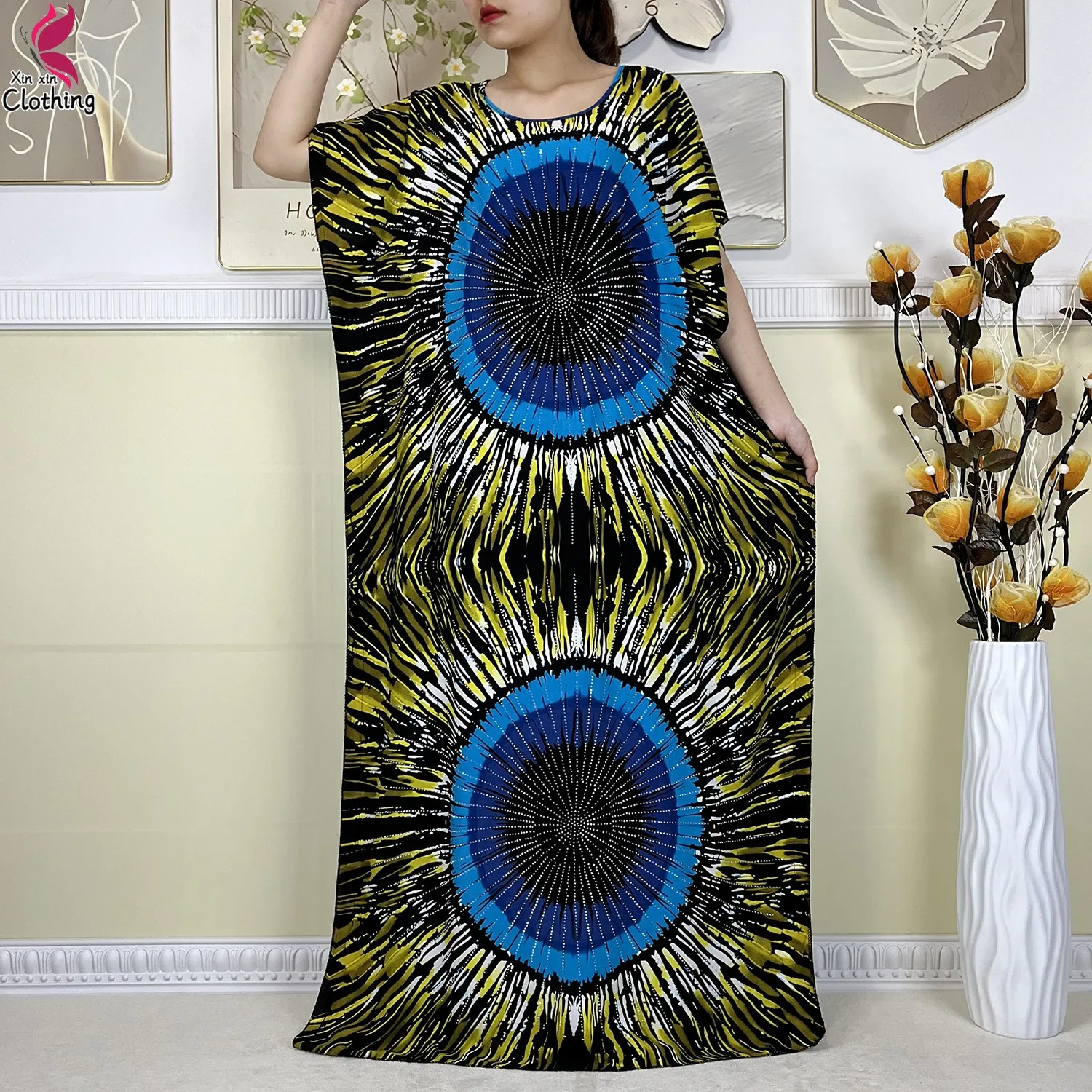 New High Quality Muslim Sets African Clothing Summer Women Short Sleeve Dashiki Tie dyed Loose Islam Women Dress With Big Scarf