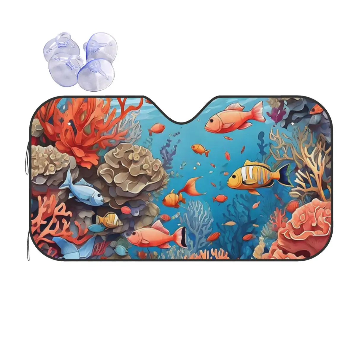 

 Coral Reef And Fishes Seamless Pattern  Sunshade Windscreen Car Front Windshield Window Sun Visor Accessories Covers