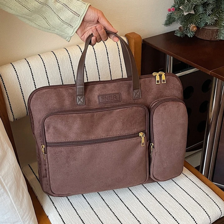 Velvet Laptop Bag for Women Shoulder Bag Large Capacity Commuter Big Handbags Briefcase for Daily Ladies Totes Shopping Trips