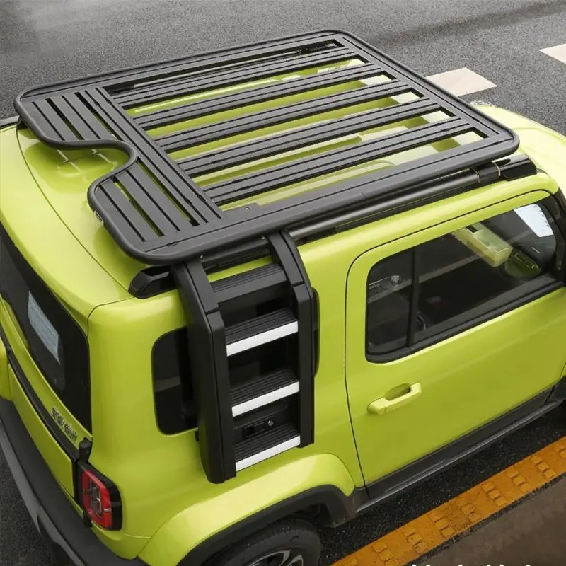 Black Aluminum Roof Platform with Folding Ladder for Baojun Yep Yueya Yep PLUS Heavy Duty Tent Mount Accessories