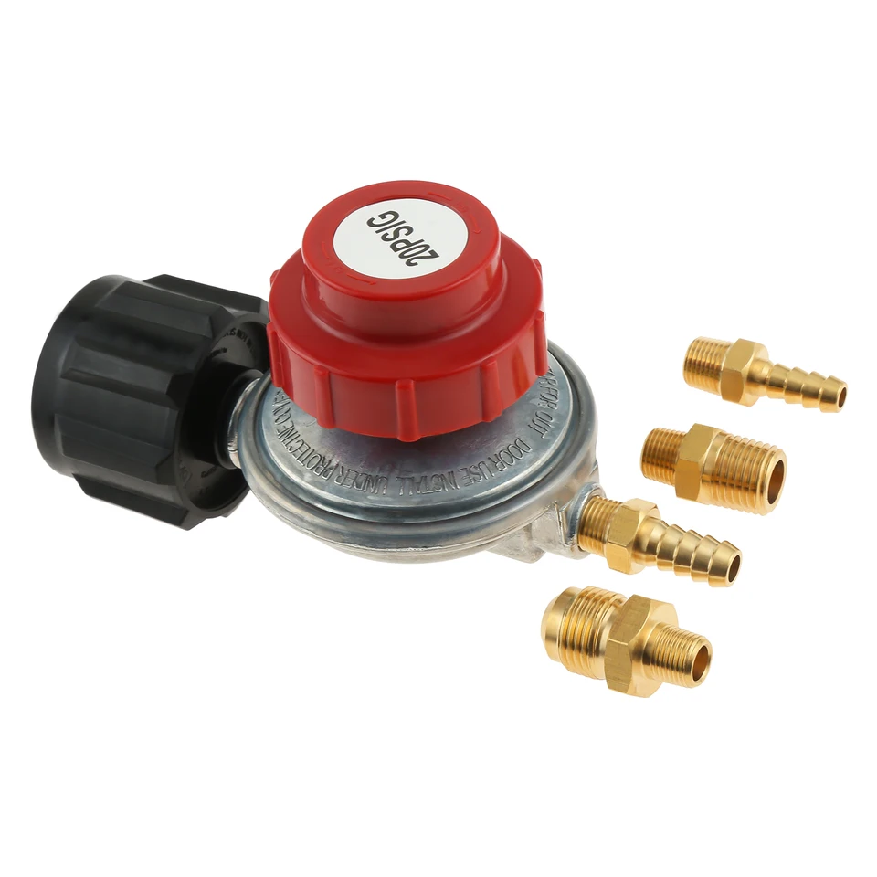 GasOne 4-Foot High Pressure Adjustable Regulator – 0-20 PSI, Type 1 Hose, Red