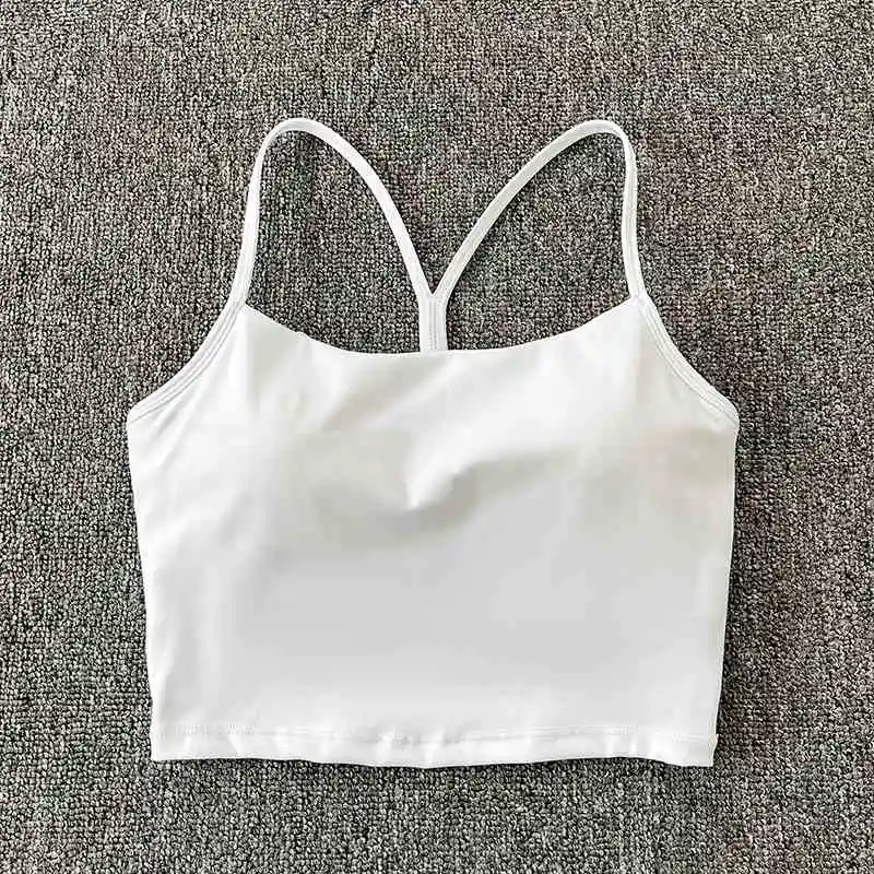 Training yoga vest, nude cross suspender, beautiful back, sports bra, detachable chest pad, fitness bra, gathered and shock-abso