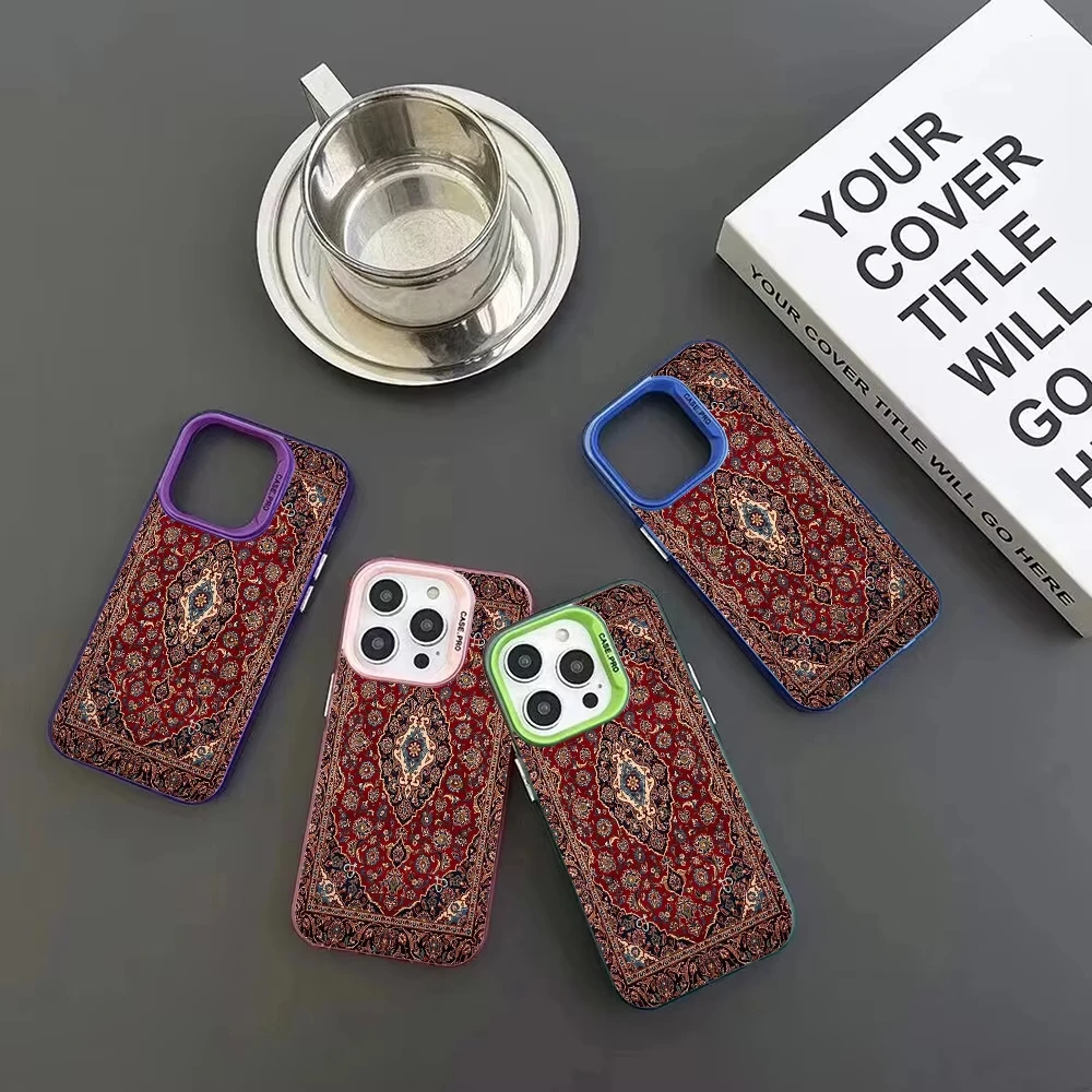 Persian Carpet Floral Pattern Phone Case IMD Color Silver Shell Phone Case For IPhone 17 Pro Max 16 E15 14 13 12  Plus - náhled 4