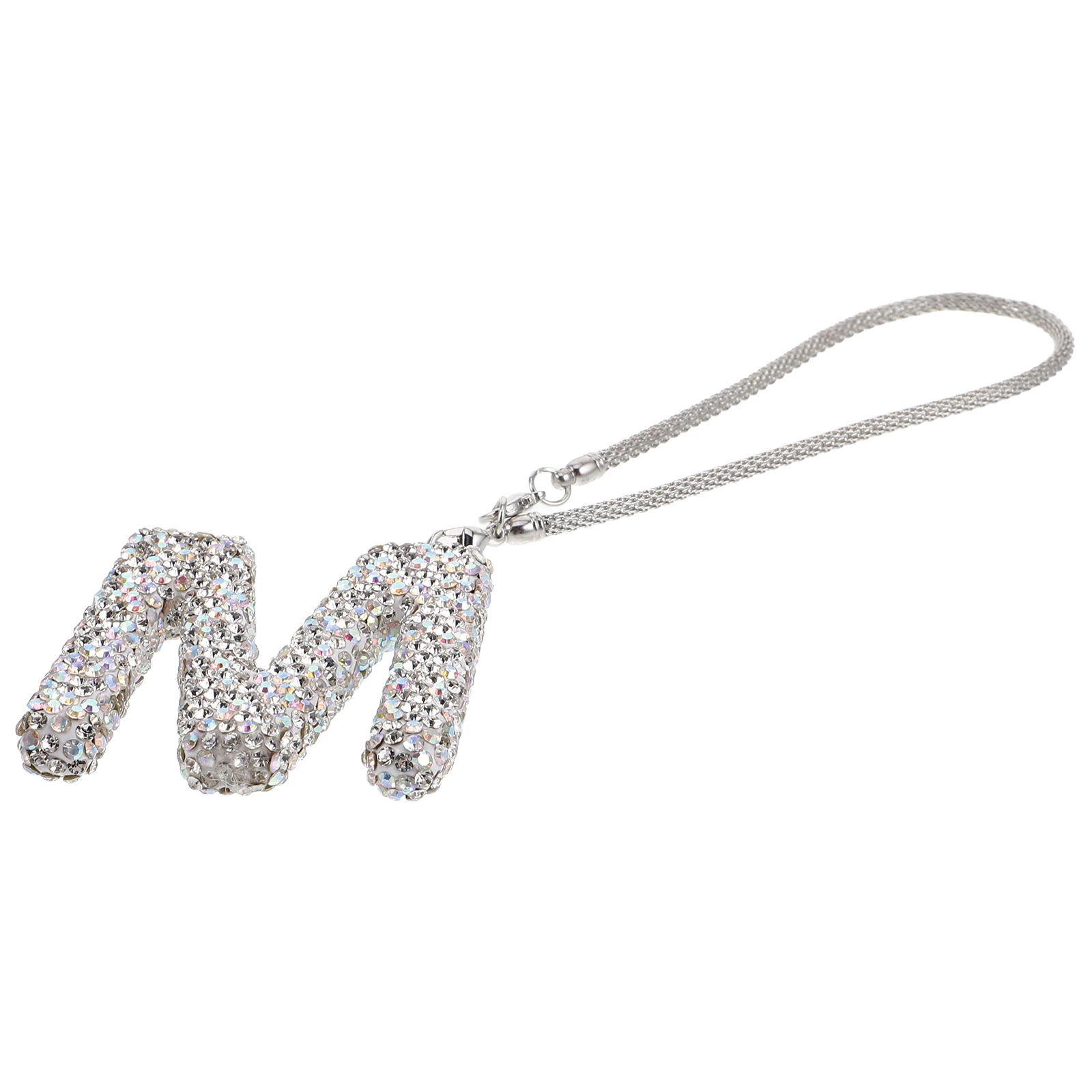 

M Letter Car Decor Crystal Bling Rear View Mirror Hanging Accessories Girls Interior Design Rhinestone Charm Luxury Glamour Easy