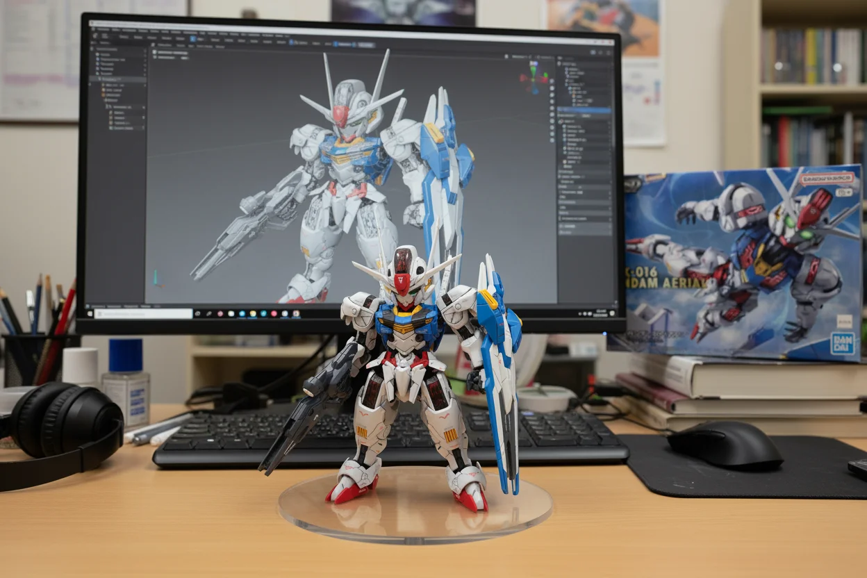 

Bandai Original THE WITCH FROM MERCURY XVX-016 GUNDAM AERIAL Anime Assembly Model Figure Toys Gifts For Kids