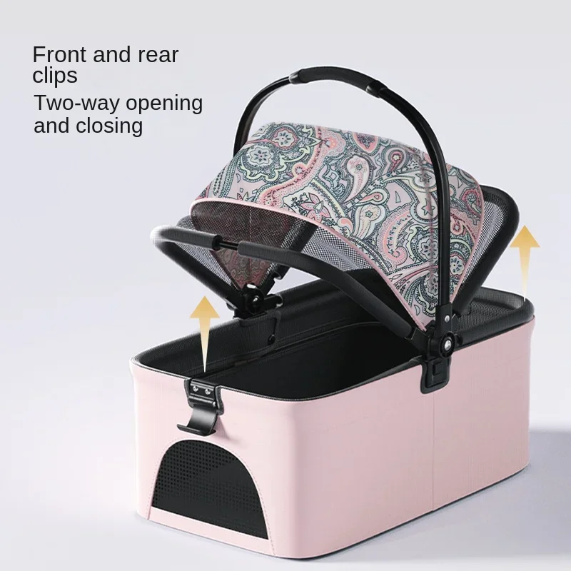 Portable Pet Stroller for Traveling with Small Dogs and Cats, Foldable Carrier Cart