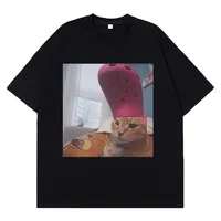 Engraçado gato averão decurta casual c streetwear moda feminina dos gatos topos