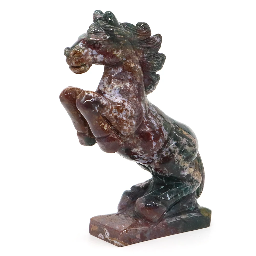 

5.7" Horse Natural Gemstone India Agate Crystal Hand Carved Reiki Feng Shui Stone Figurine Crafts Home Room Office Decoration #2
