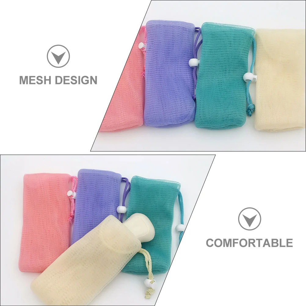 4 Pcs Soap Foaming Colored Bar Scrubber Pouch Multi-use Net for Bars Exfoliating