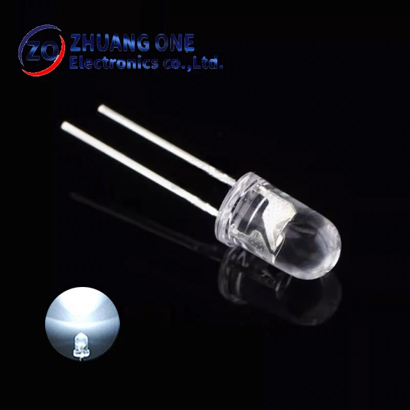 Ampoule LED ronde transparente de haute qualité, 5MM, Super brillante, eau claire, vert, rouge, blanc, jaune, bleu, Diode électroluminescente