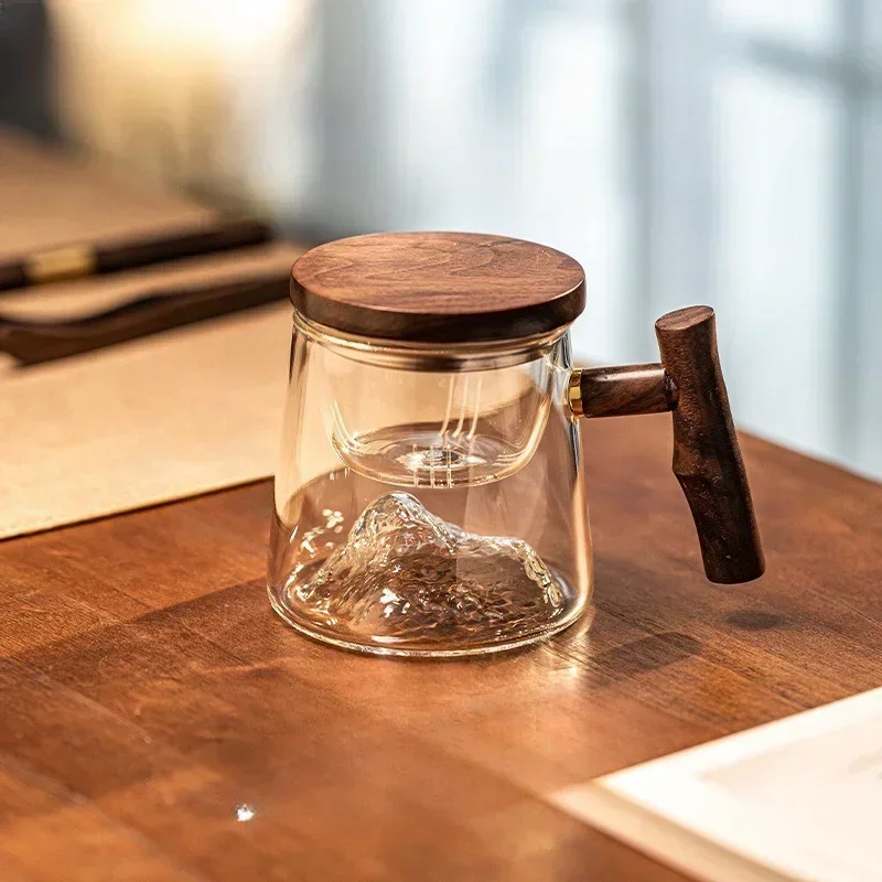 GIANXI Glass Tea Cup With Wood Handle Chinese Heat Resistant Puer Cups High Quality And Convenient Kung Fu Tea Cup Set