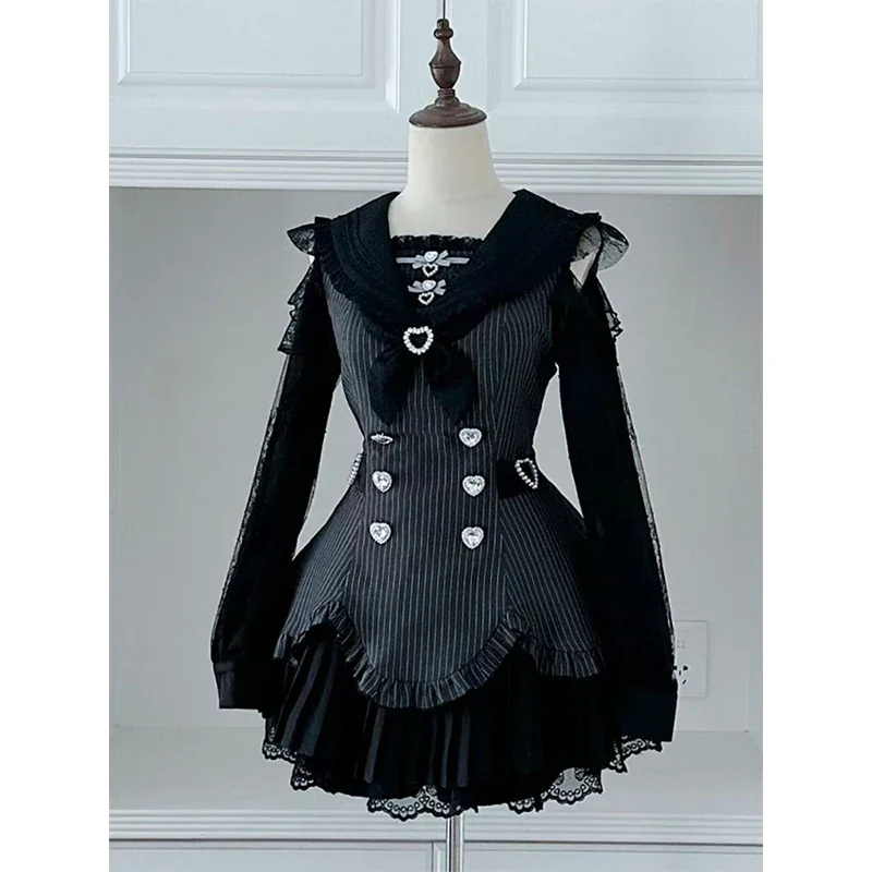 Gaun Vintage Jepang Gaya Lolit - Elastic Lace Trim ulasan dan harga