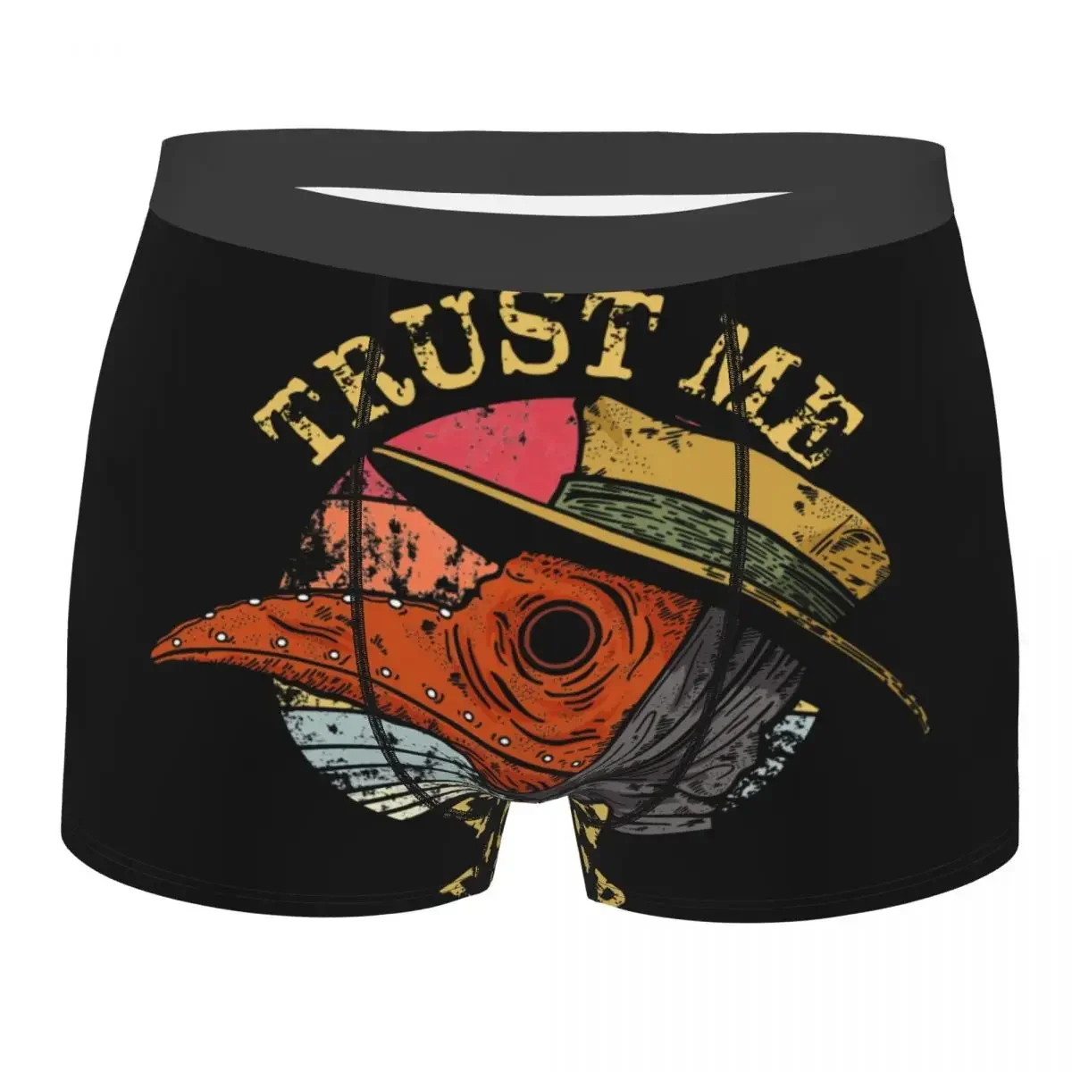 Plague Doctor Men Underwear Horror Halloween Black Death Bird Boxer Shorts Panties Printed Underpants for Homme Plus Size