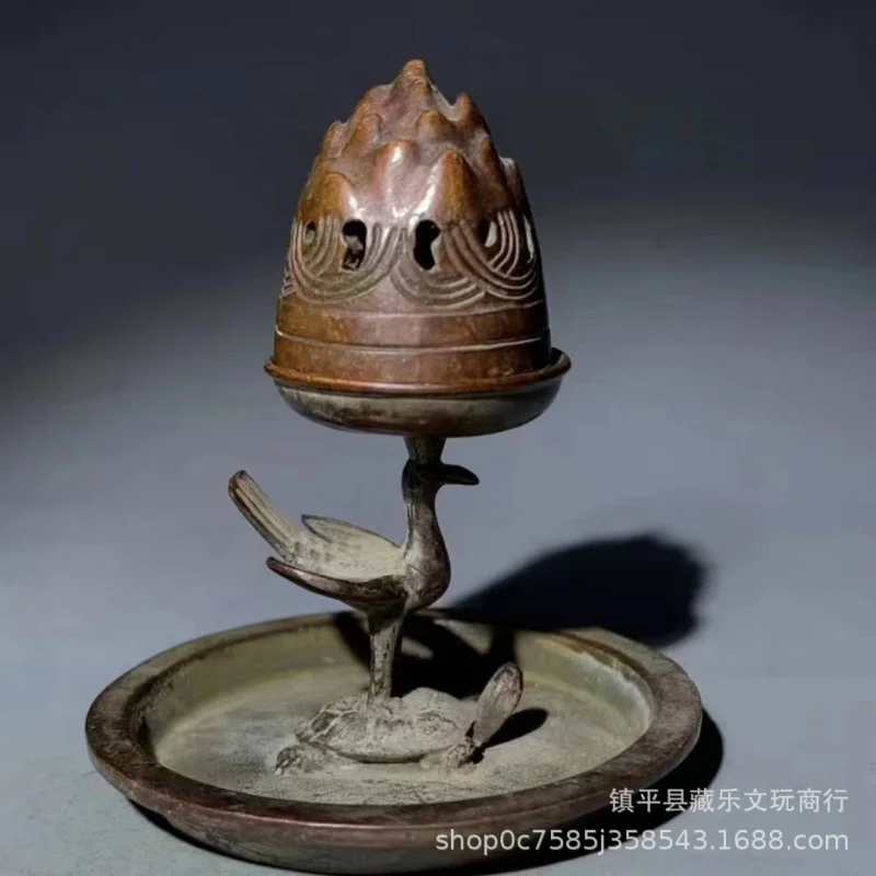 Classical Bronze Tortoise and Crane , Small Incense Burner, Candle Holder, Home Decor, Kung Fu Ceremony, Tea A