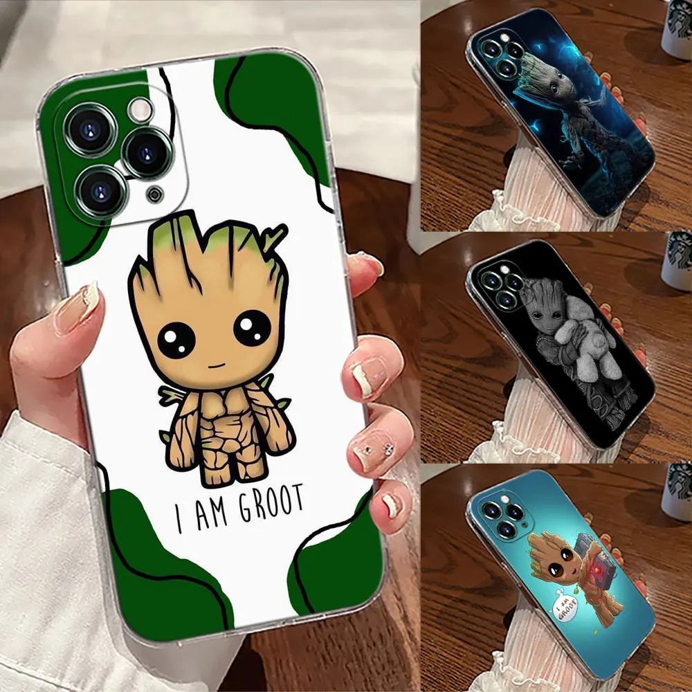 

Baby Groot Marvel Transparent Phone Case For iPhone 17 Pro Max 17E 11 12 13 14 15 16 Pro Max 15 Plus 17 Air 16E 7 XS Soft Cover