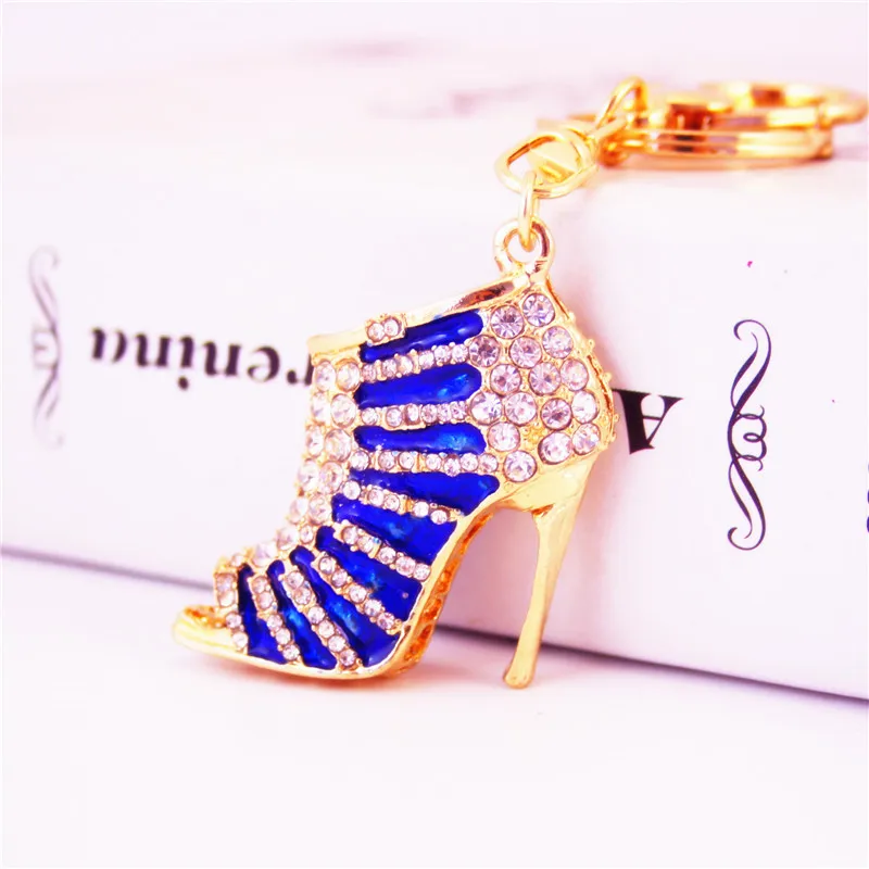 Creative Colorful Epoxy Craft Set High Heels Shoes Keychain Ladies Bag Accessories Metal Pendant Small Gift Jewelry