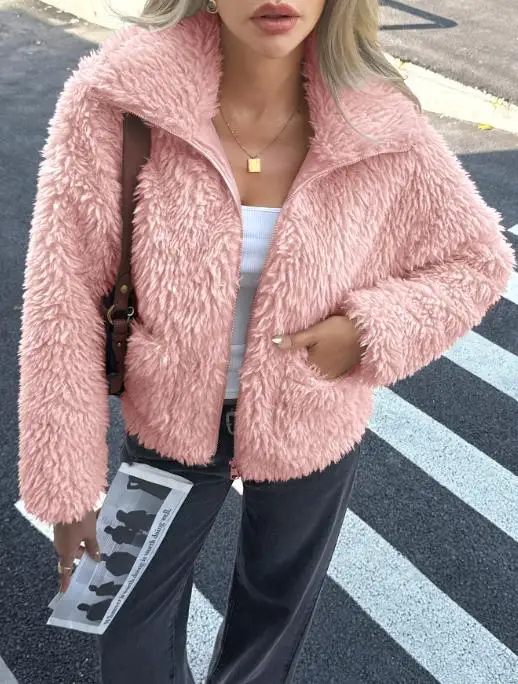 

2025 Autumn and Winter Elegant and Simple Fur Long Sleeved Coat for Women's Clothing