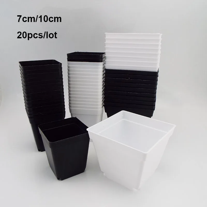 20PC 7cm 10cm białe czarne doniczki plastikowe doniczki do uprawy roślin doniczki szkółkarskie donice na sukulenty pojemnik na biurko narzędzia