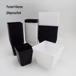 20PC 7cm 10cm białe czarne doniczki plastikowe doniczki do uprawy roślin doniczki szkółkarskie donice na sukulenty pojemnik na biurko narzędzia ogrodowe