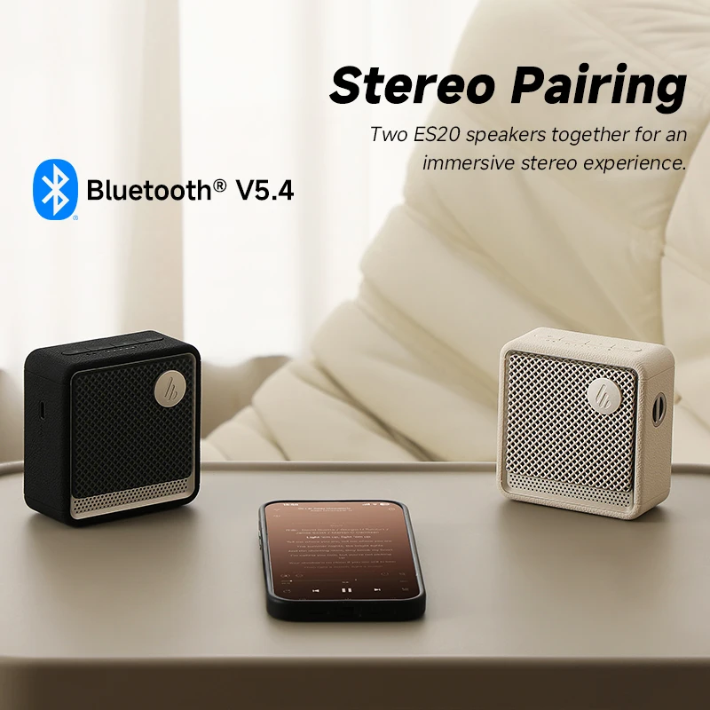 Edifier ES20 مكبر صوت بخاصية البلوتوث قابل للنقل مكبر صوت لاسلكي IP67 مقاوم للماء تأثيرات ضوئية مكبرات صوت خارجية جهير عميق مع ميكروفون