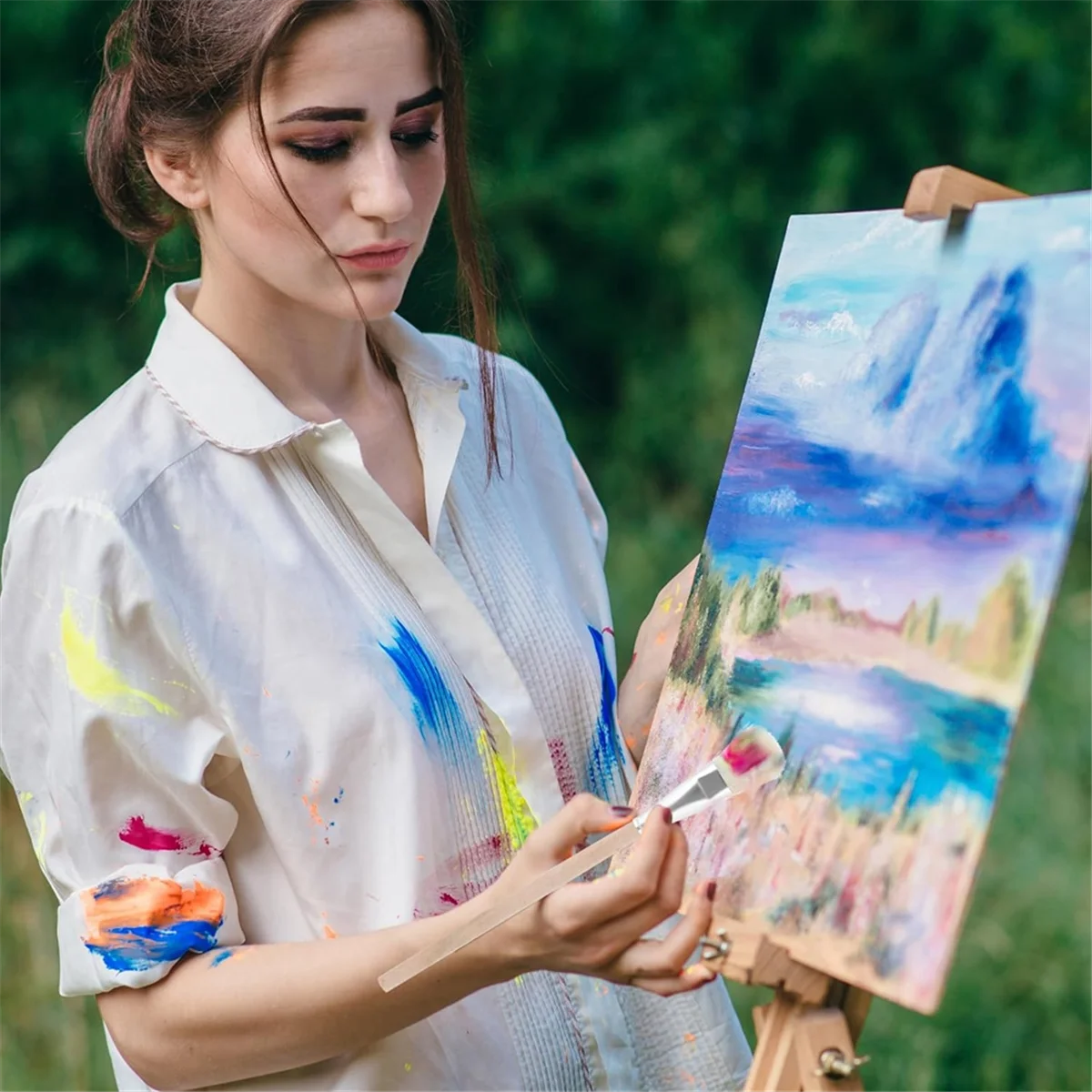 Cepillo de fregona para pintura acrílica, cepillo de fregona para pintura acrílica, 7 Uds., pincel de pintura de artista