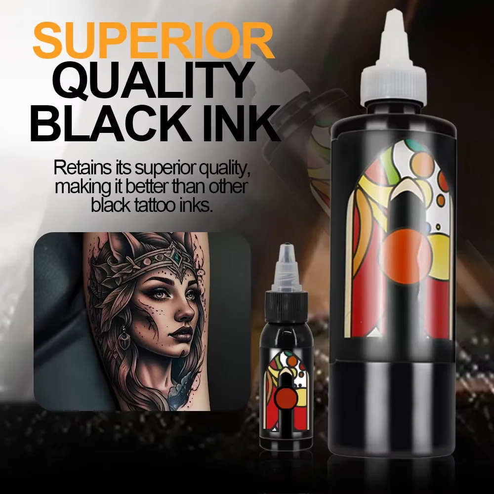 JC 1oz/8oz الأسود الوشم الحبر الصباغ هيئة الفن الوشم أطقم المهنية الجمال الدهانات ماكياج الوشم لوازم شبه دائمة
