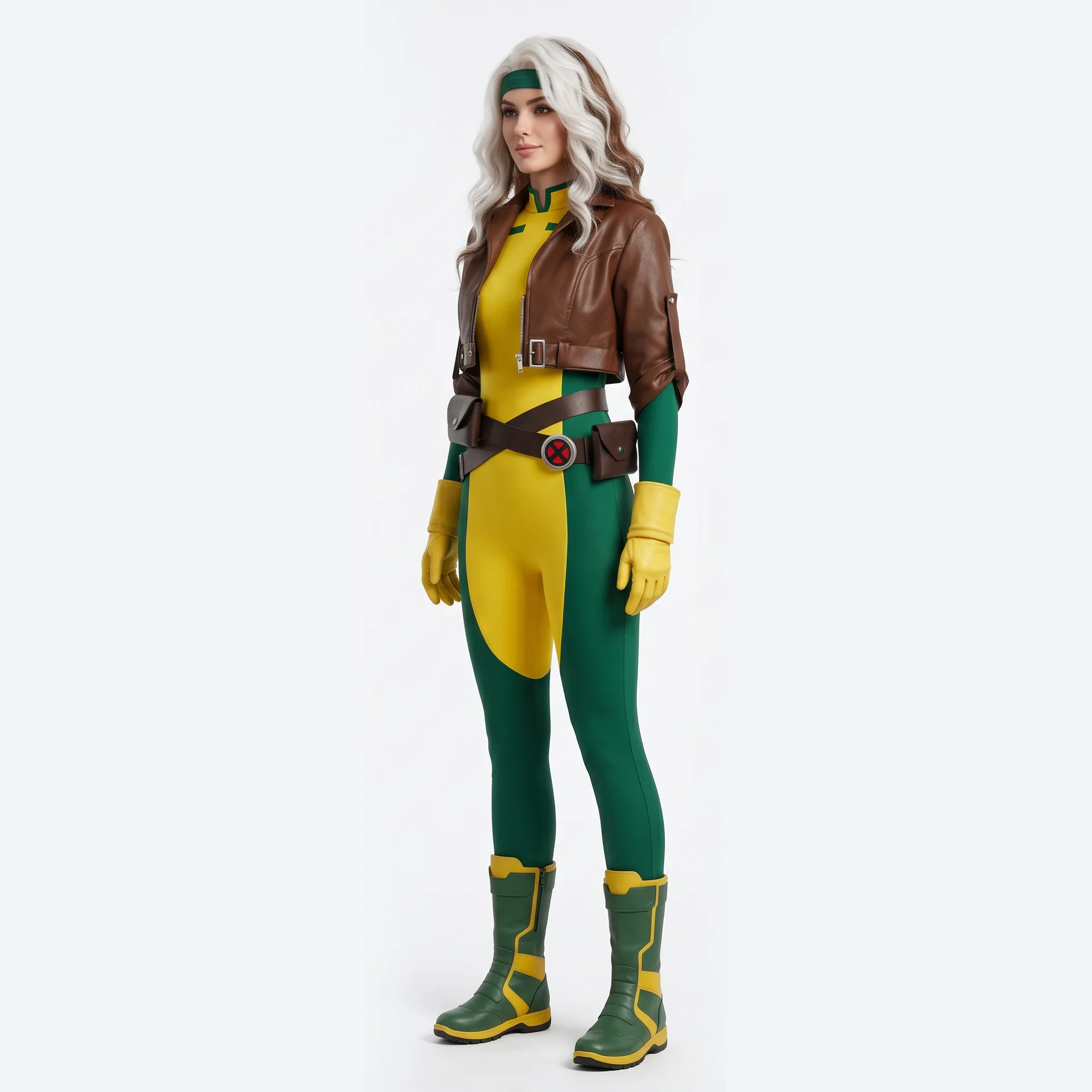éguisement Cosplay Rogue Anna Marie X-Men '97 Tenue Super Héros Complète avec Veste et Combinaison pour Femme Halloween Comic Co view 3