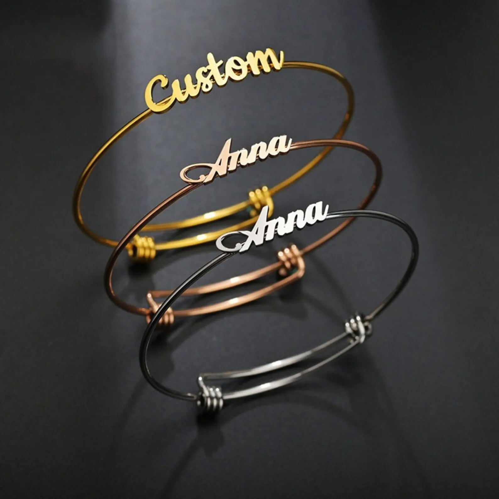 Engrave Name Custom Bracelets Gold Color Stainless Steel Thick Hand Chain Customized Couple Men Women Jewelry Gift