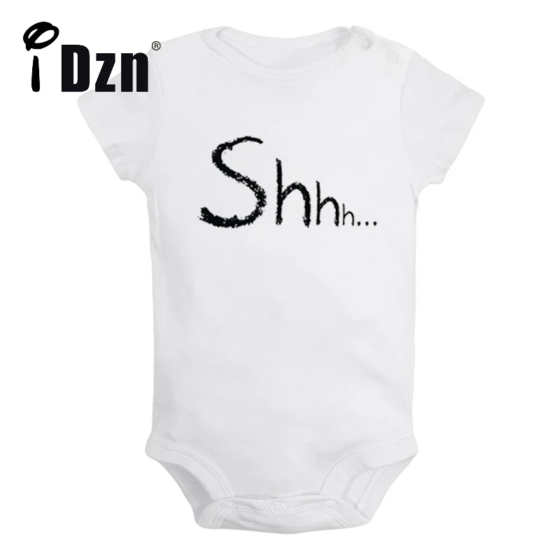 shhh Keep Quiet I Want To Sleep Cute Fun Print Baby Rompers Boys Girls Bodysuit Infant Short Sleeves Jumpsuit Kids Soft Clothes