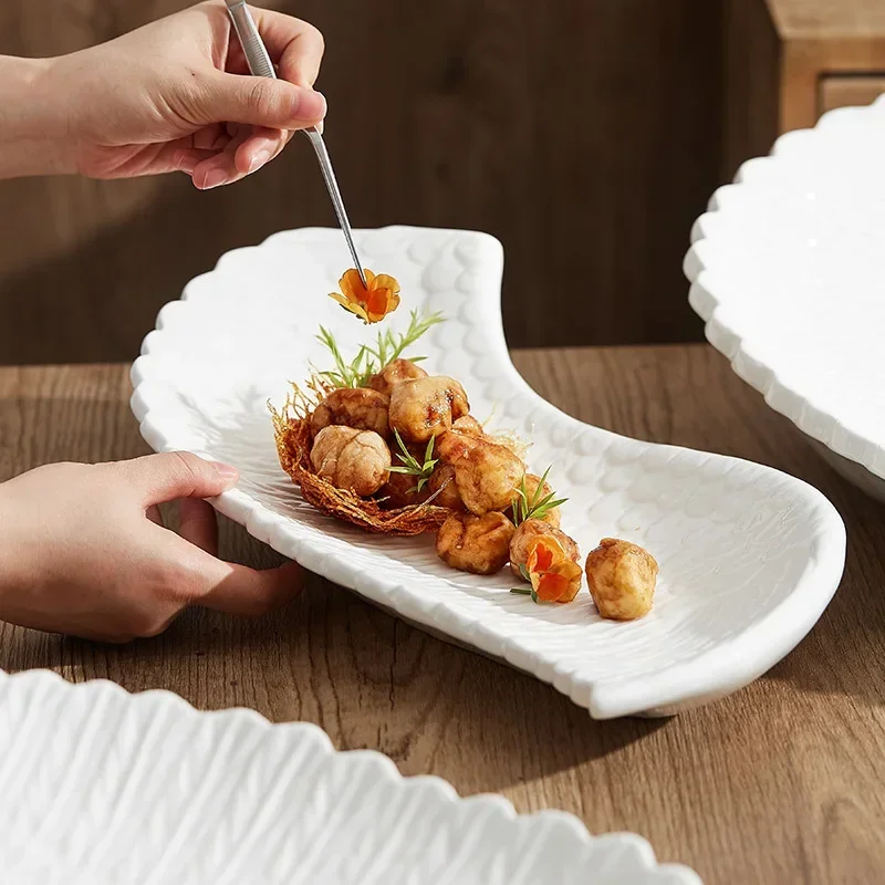 Restaurant Angel Wings Plate Artistic Conception Sashimi Placement Hotel Features Rock Patterned Ceramic Tableware Dishes G