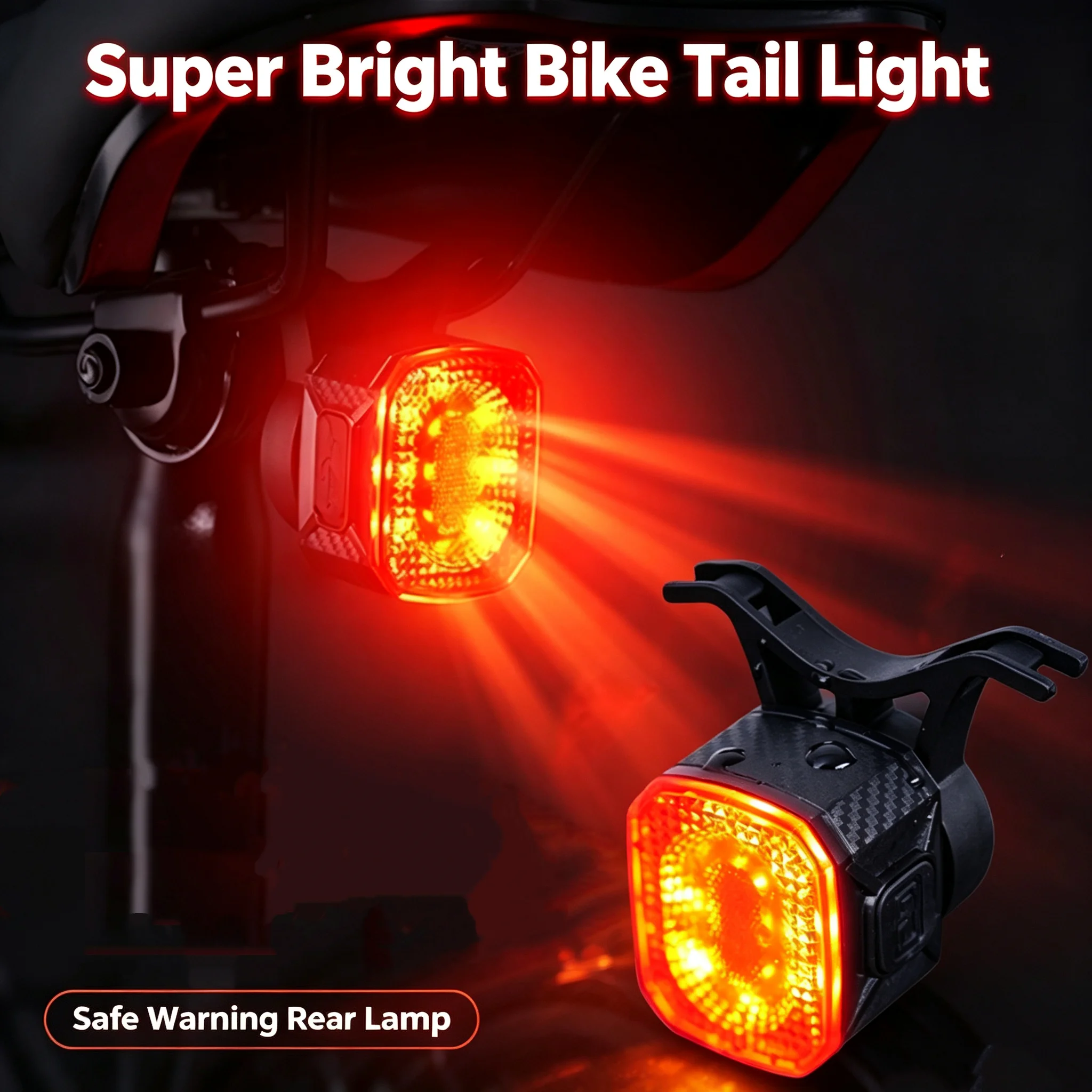 Bicycle Smart Brake Sensing Light Rechargeable Bike Rear Lamp Intelligent Light Sensor Cycling Taillight MTB Bike Accessories