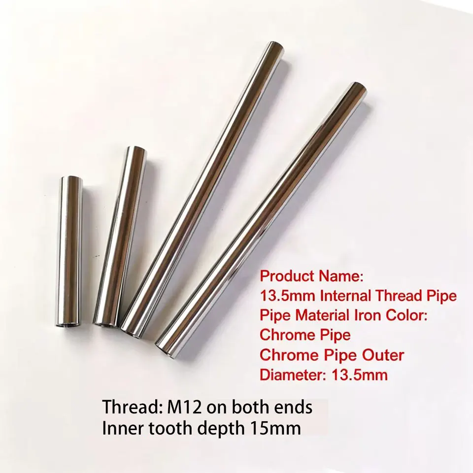 

4Pcs Diameter 13.5mm Inner M12 Silver 500mm Straight Tube Hollow Connecting Rod