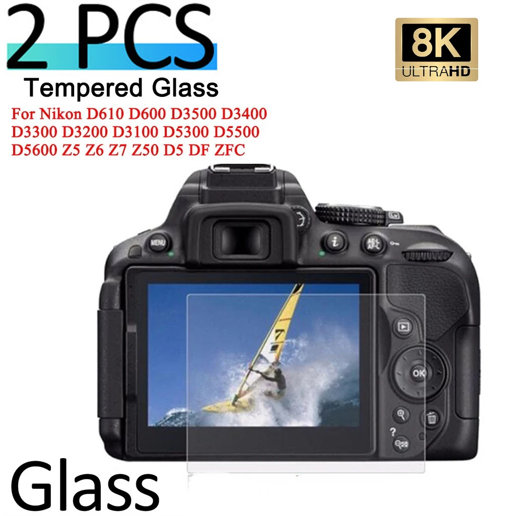 2Pcs Camera Tempered Glass For Nikon D610 D600 D3500 D3400 D3300 D3200 D3100 D5300 D5500 D5600 D5 Screen Protector