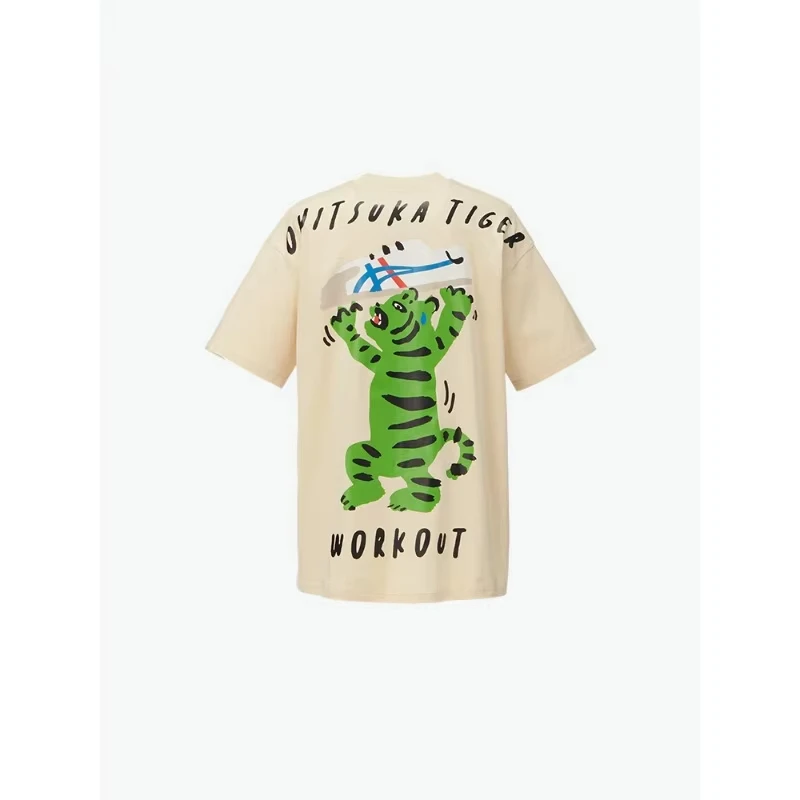 

2025 Cartoon Anime Onitsuka Tiger Ghost Tiger Men's and Women's Same Fashion Casual Simple Short Sleeve T-Shirt