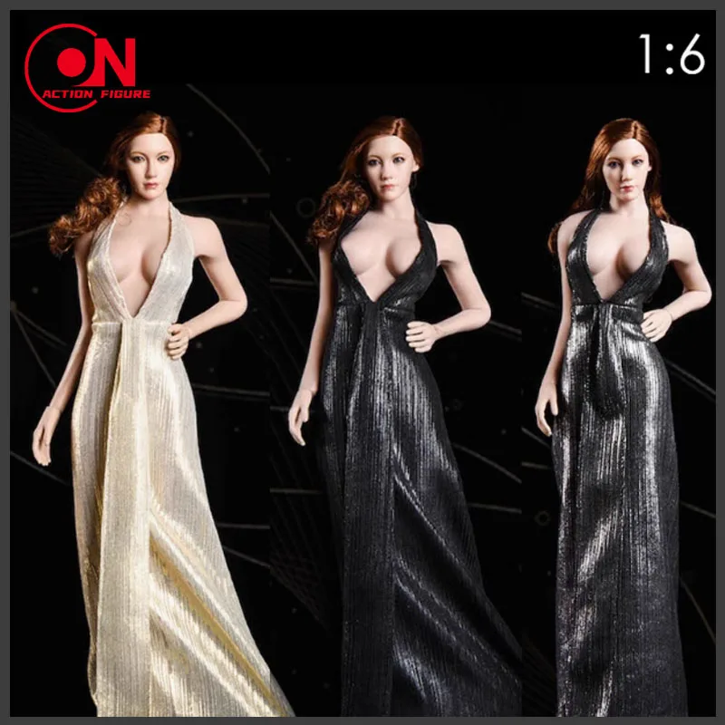 In Stock VSTOYS 19XG52 1/6 Deep V Evening Dress Long Skirt Clothes Model Fit 12