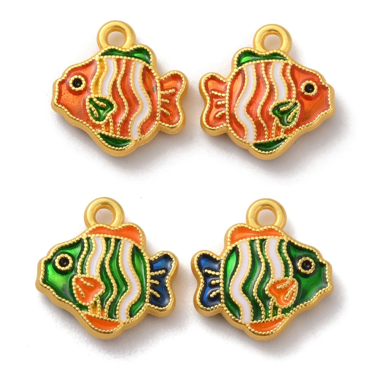 

100 Pcs Fish Alloy Enamel Pendants Golden Color Animal Charms for Diy Necklace Jewelry Making Accessories 12.8x12.2x3mm