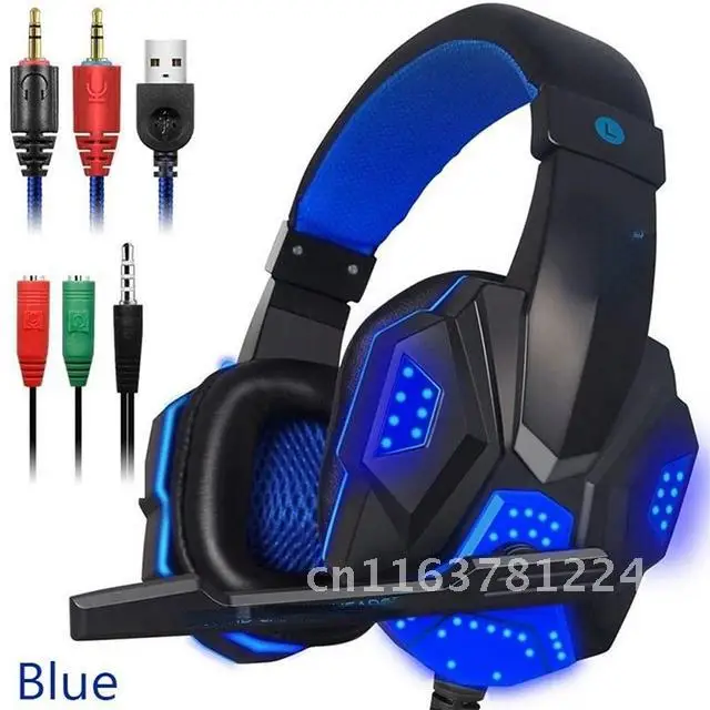 Wired Gaming Headsets Over-ear Gamer laptop headphones 3.5mm Stereo Sound with Mic LED Light for ps4 PC Computer Gamer Headset