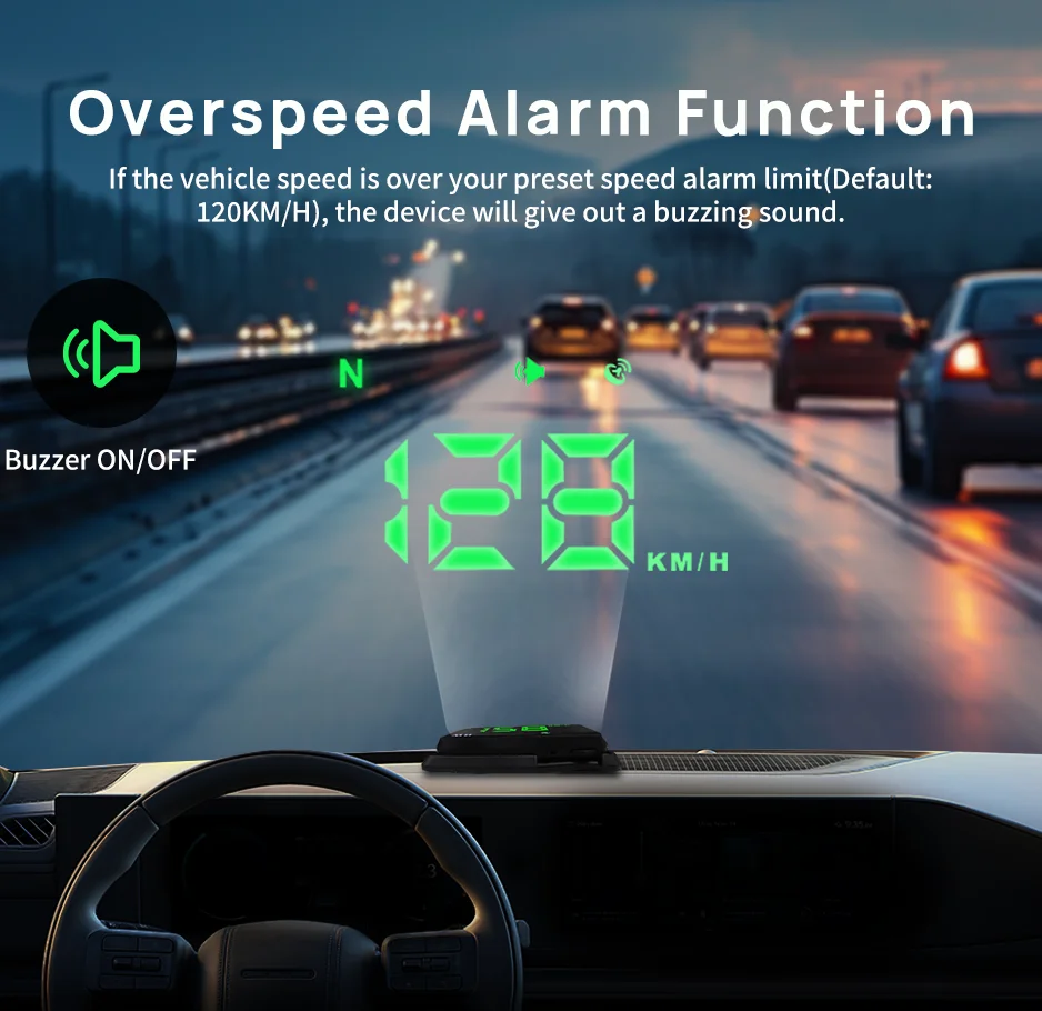 KWHUD Car HUD Head-up Display GPS Universal Digital Speedometer Windshield Projector for All Cars Electronic Device Auto Gadgets