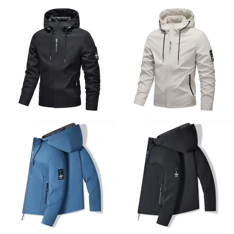 

Spring Autumn Outdoor Running Fitness Windproof Breathable Hooded Jacket Men's Fashion Trend Versatile Sports and Leisure Jacket