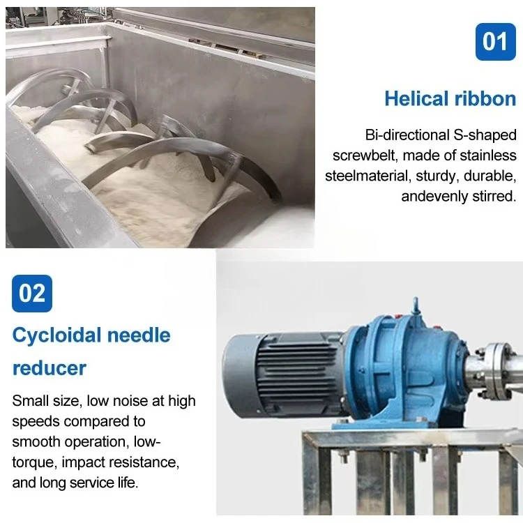 Industrial Mushroom Substrate Mixer Horizontal Stainless Steel Blend Ribbon Blender Equipment Dry Powder Mix Machine