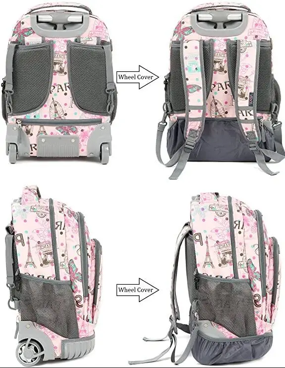 18 Inch School Rolling backpack for girls kids Rolling Suitcase School Trolley Bag Kids Rolling Luggage Backpack With wheels