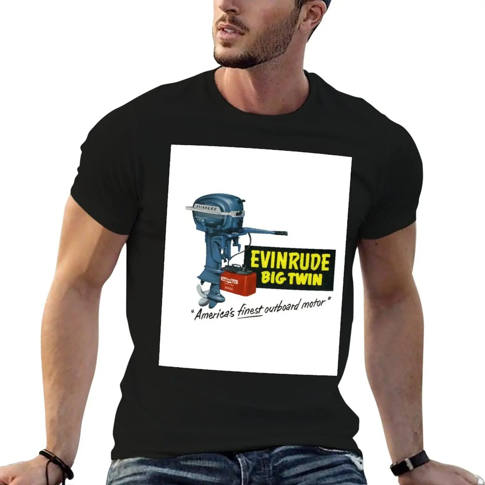 1950s Evinrude. Americas Finest Outboard Motor T-Shirt Big Size Short Sleeve Casual Top
