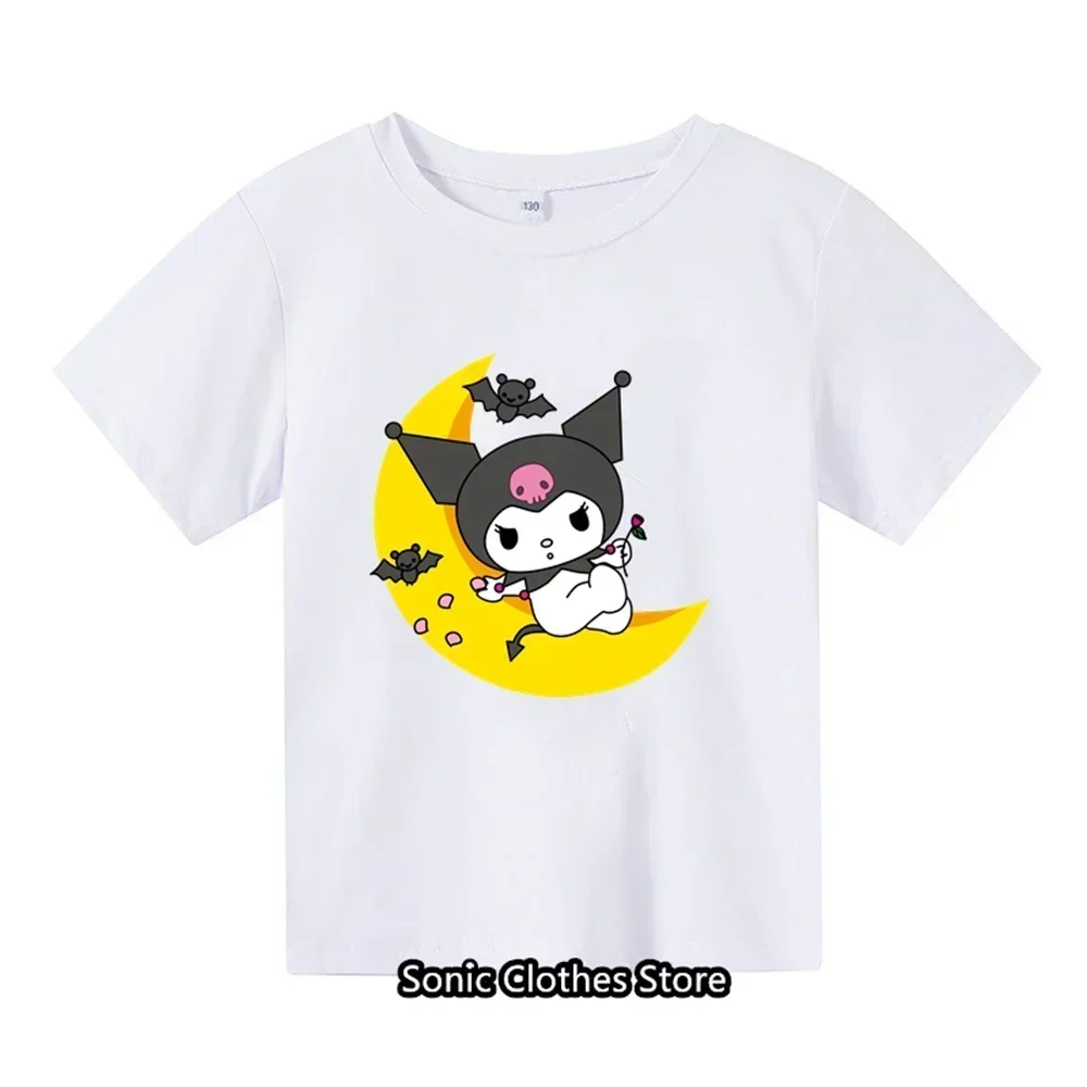 Summer Children's T-shirt Kawaii Kurom 3-14 Year Old Cartoon Anime Pattern Children's Boys and Girls Short Sleeves