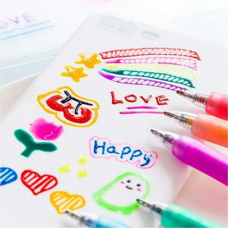 Imagem -03 - Jelly Gel Canetas Conjunto para Scrapbook Journals Impermeável Colorido Escrita Suave Kids Drawing Pcs 3d