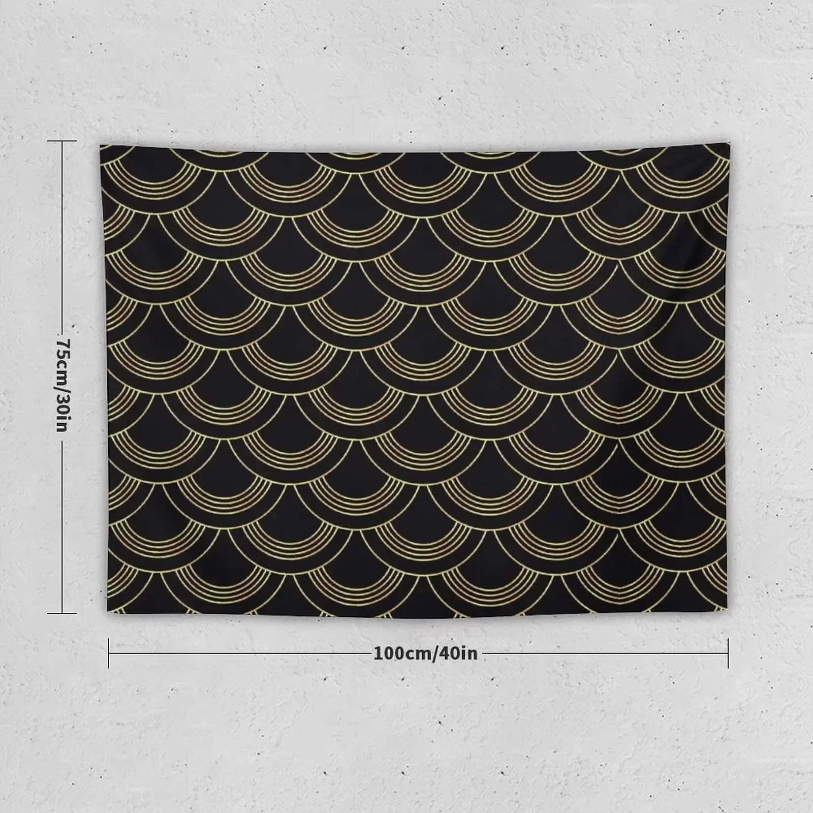 Art deco,gold,black,chic,elegant,1020's,great the Gatsby,pattern,retro,vintage, beautiful,fan,shaped,decor,decorative,c Tapestry